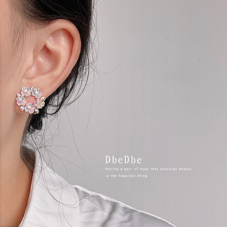 Hoop Alloy Floral Earring