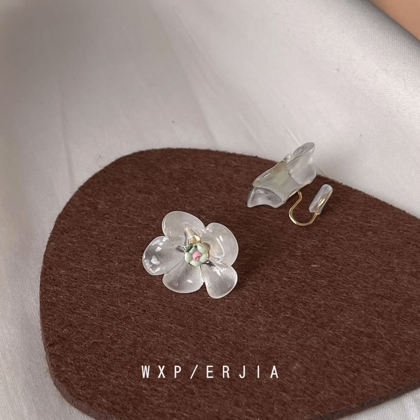 Earring Floral Ceramic Resin Stud