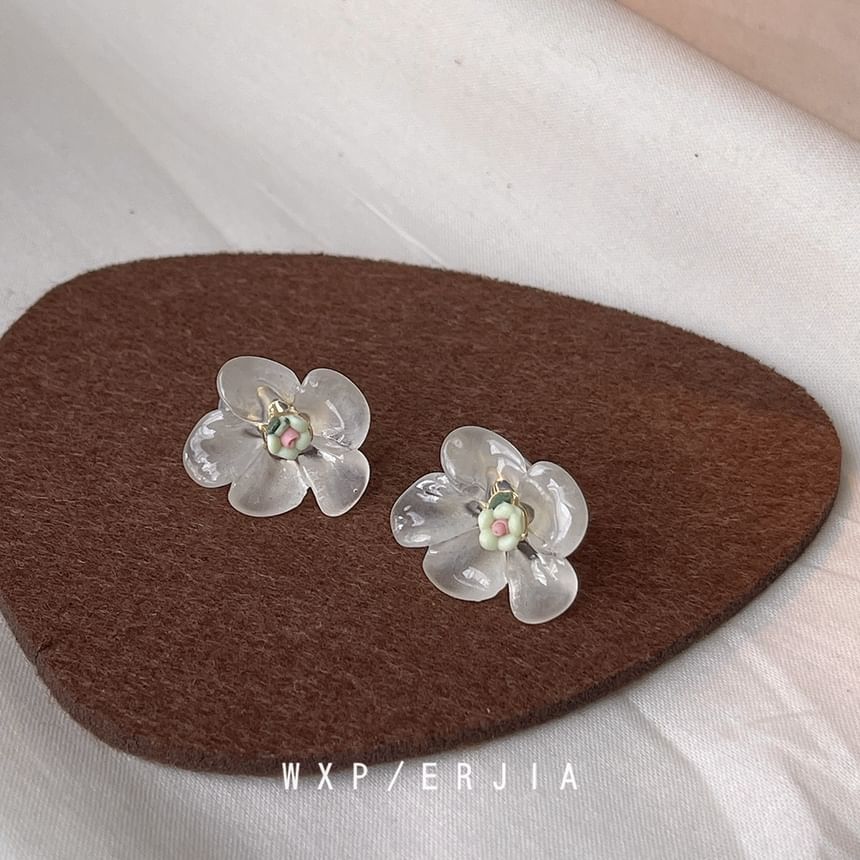 Earring Floral Ceramic Resin Stud