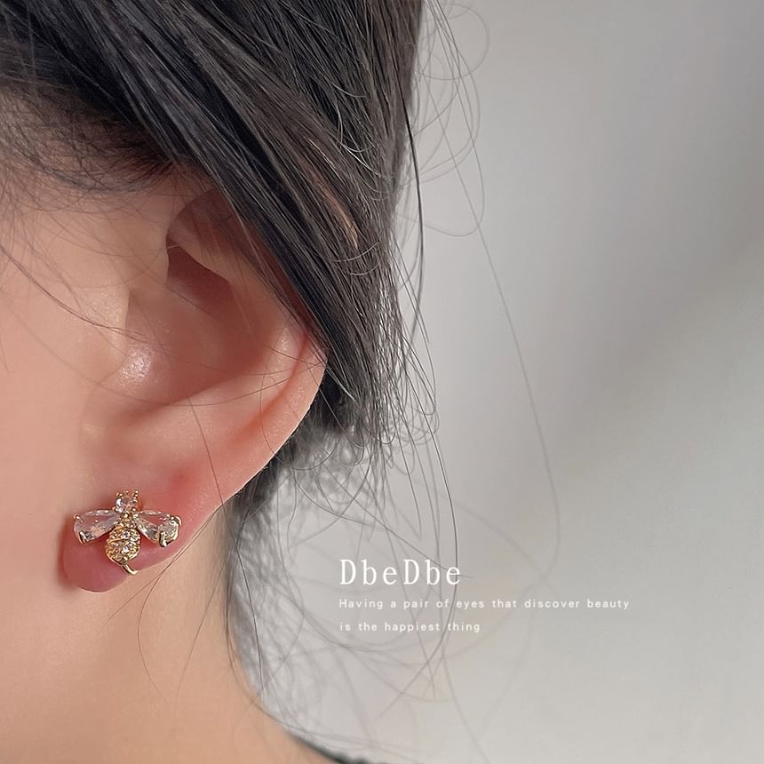 Bee Alloy Stud Rhinestone Earring