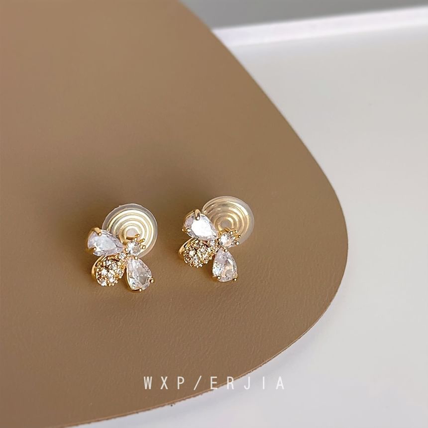 Bee Alloy Stud Rhinestone Earring