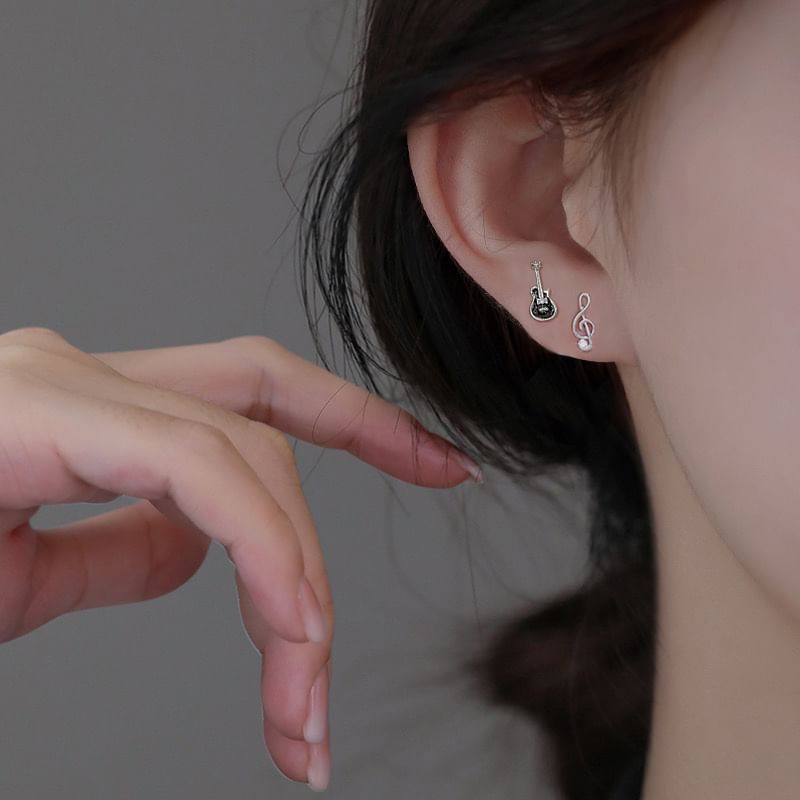 Asymmetrical Sterling Silver Ear Stud
