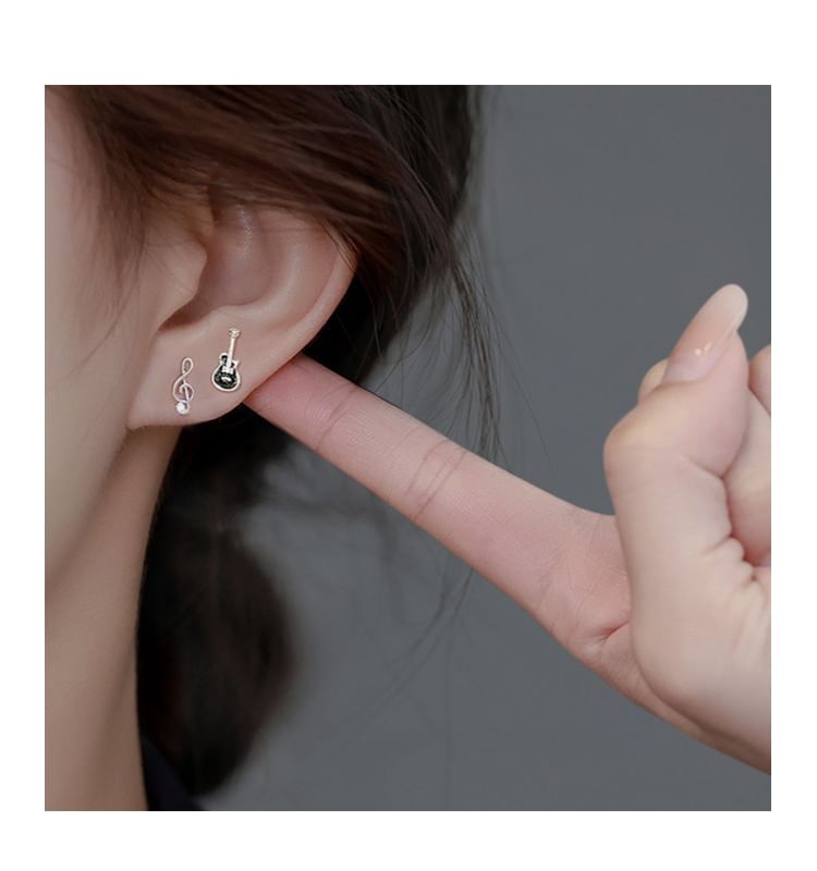 Asymmetrical Sterling Silver Ear Stud