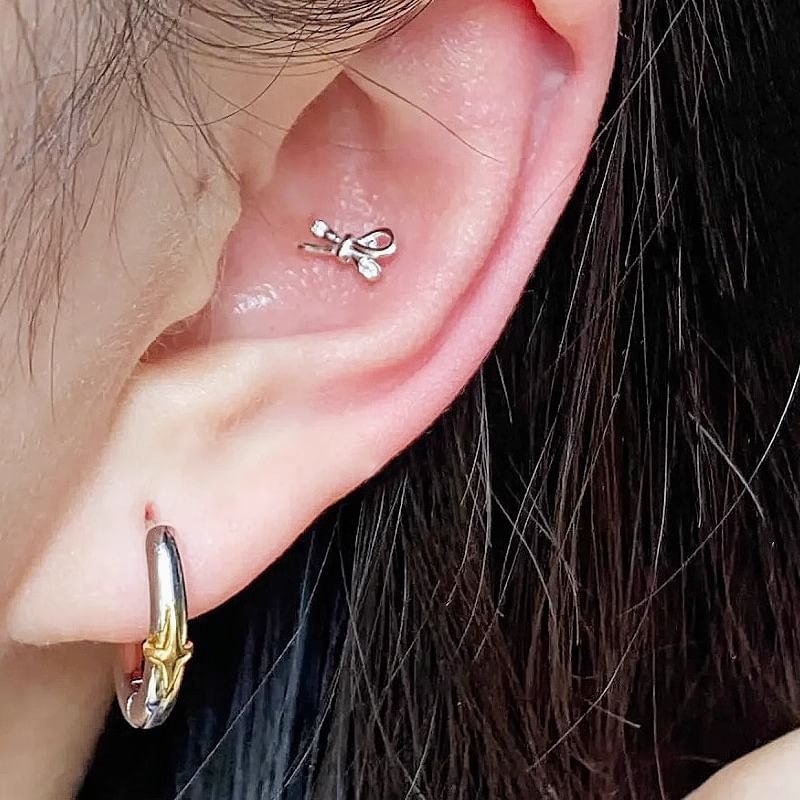 Star Earring Huggie Silver Sterling