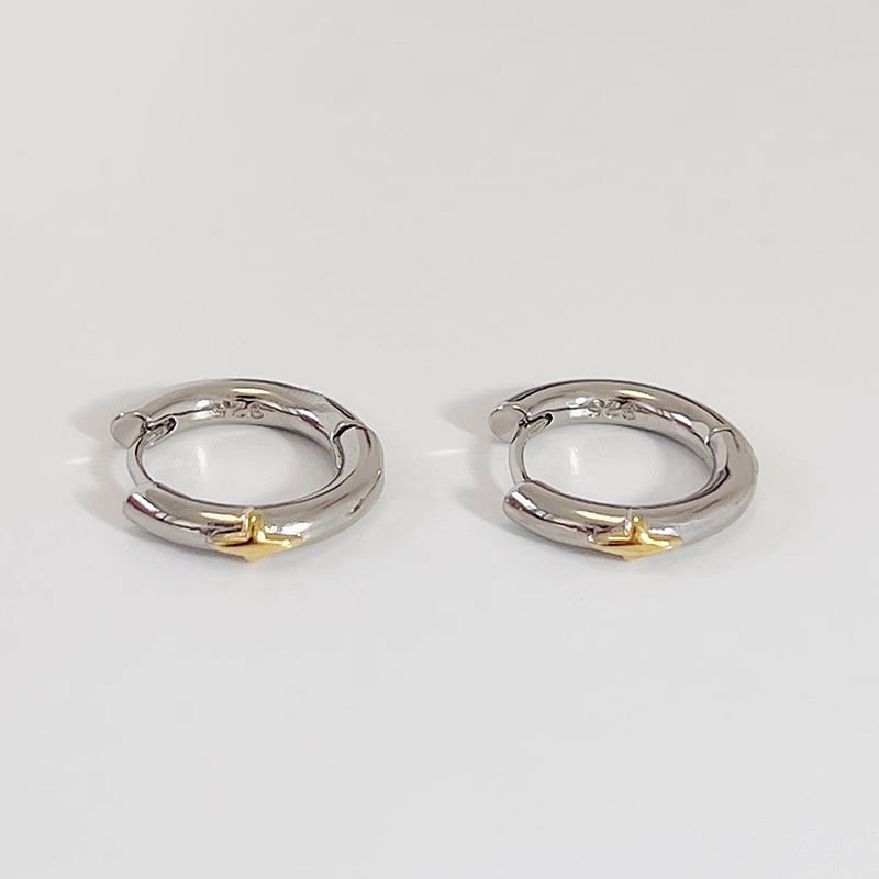 Star Earring Huggie Silver Sterling