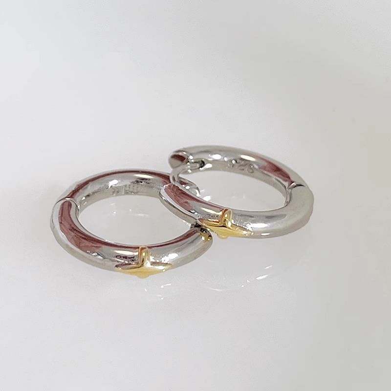 Star Earring Huggie Silver Sterling