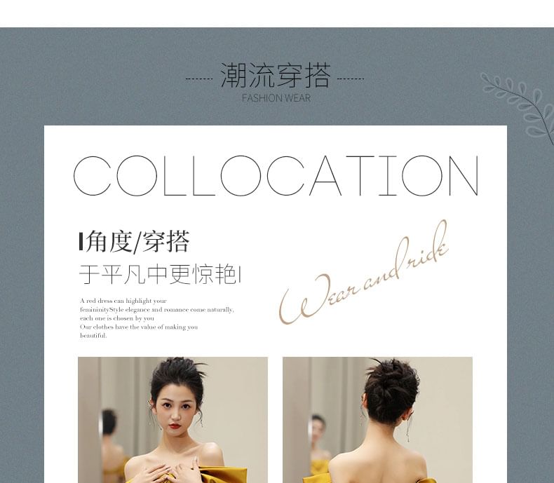 Mermaid Evening Back Off-Shoulder Sequin Accent Gown Open Bow