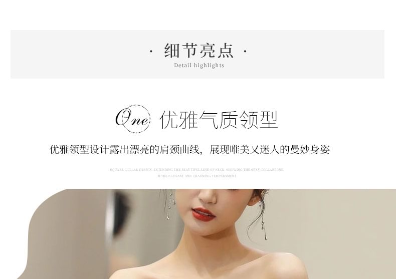 Mermaid Evening Back Off-Shoulder Sequin Accent Gown Open Bow