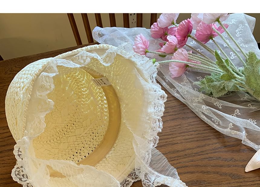 Trim Lace Bucket Straw Hat