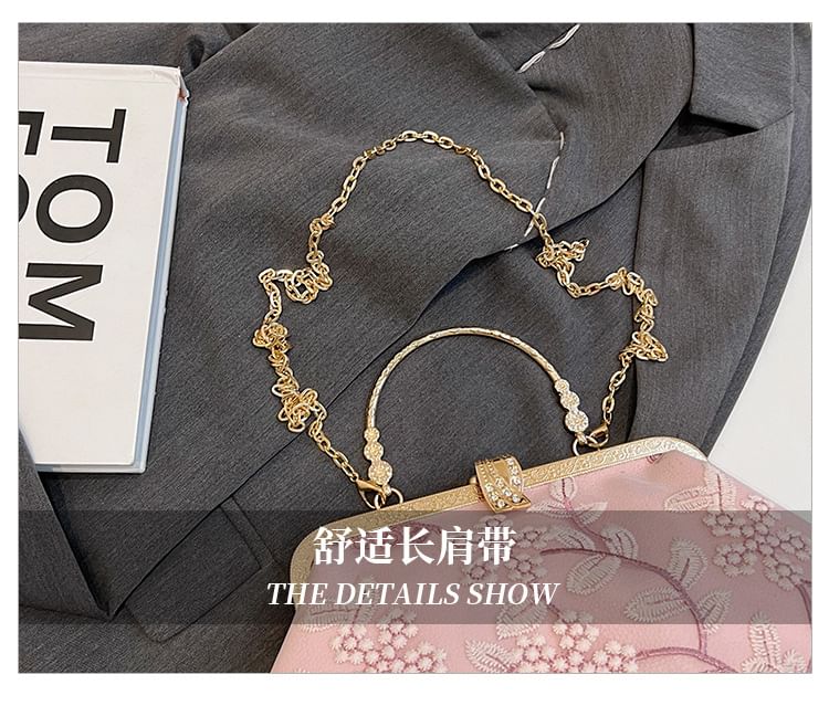 Embroidered Strap Flower Bag Crossbody Chain