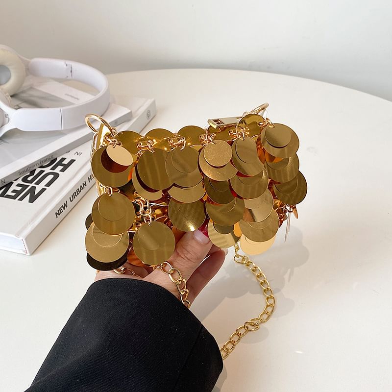 Strap Crossbody Sequin Chain Bag