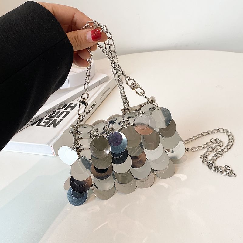 Strap Crossbody Sequin Chain Bag