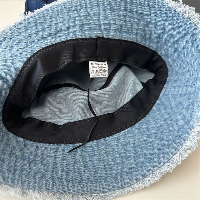 Hat Fringed Bucket Denim