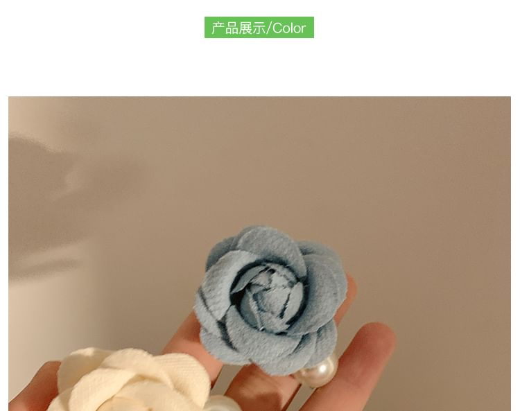 Fabric Hair Clip Floral Pearl Faux