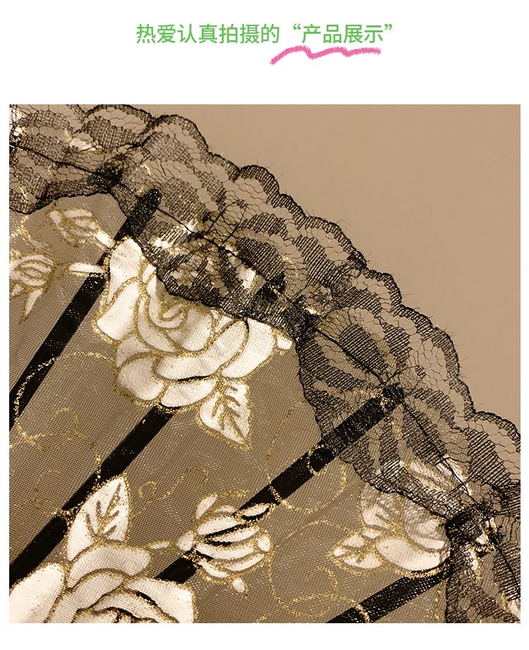 Foldable Fan Choker Floral Hand Designs) Lace Set / (Various