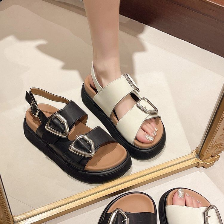 Platform Sandals Slingback Buckled