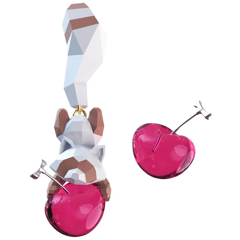 Earring / Stud Ear Cherry Raccoon Clip-On