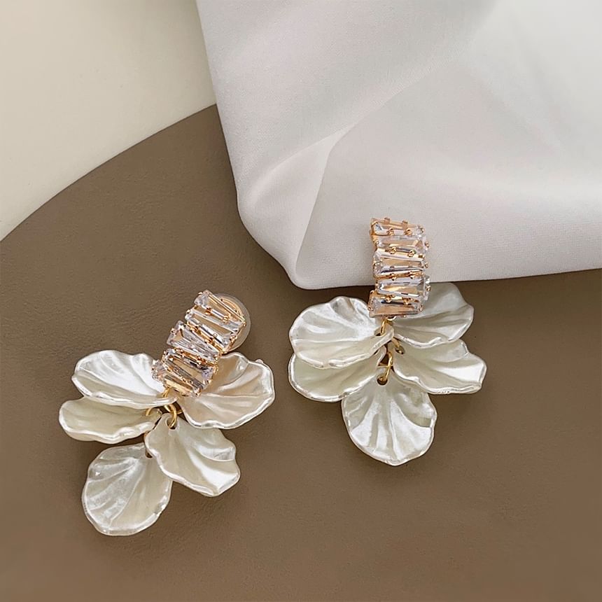 Drop Alloy Rhinestone Earring Petal