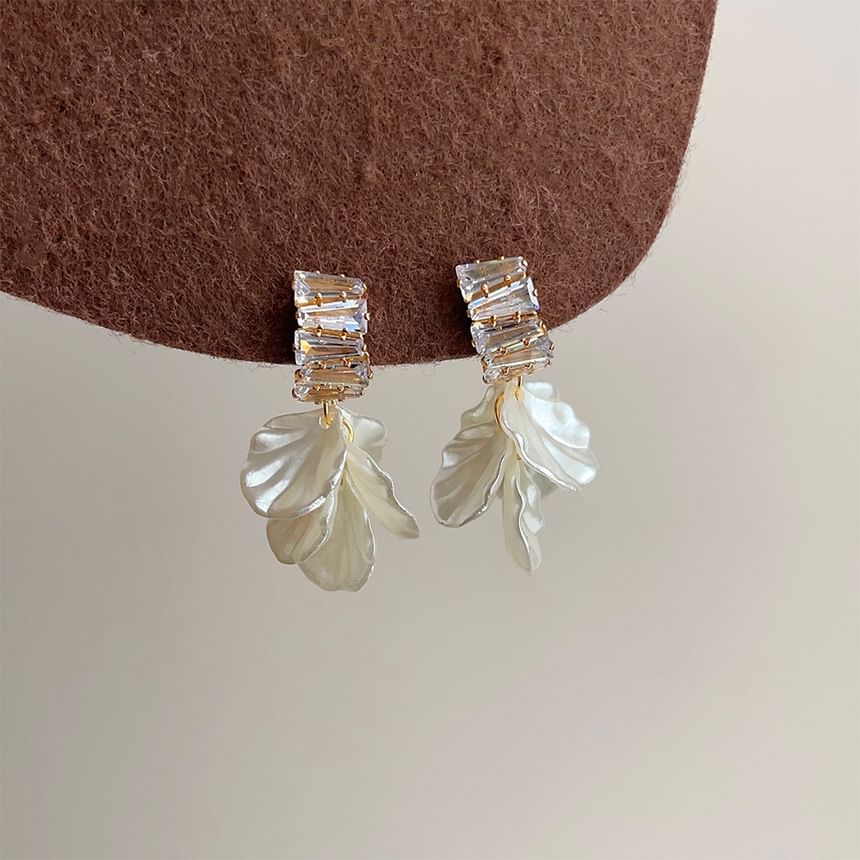 Drop Alloy Rhinestone Earring Petal