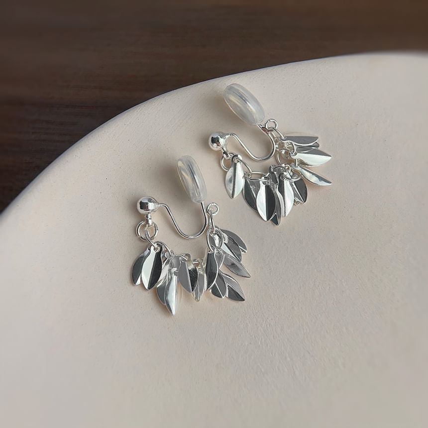 Earring Leaf Chandelier Alloy