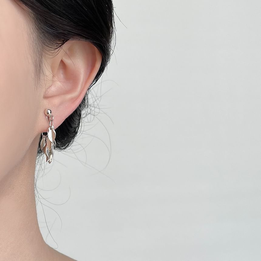 Earring Leaf Chandelier Alloy