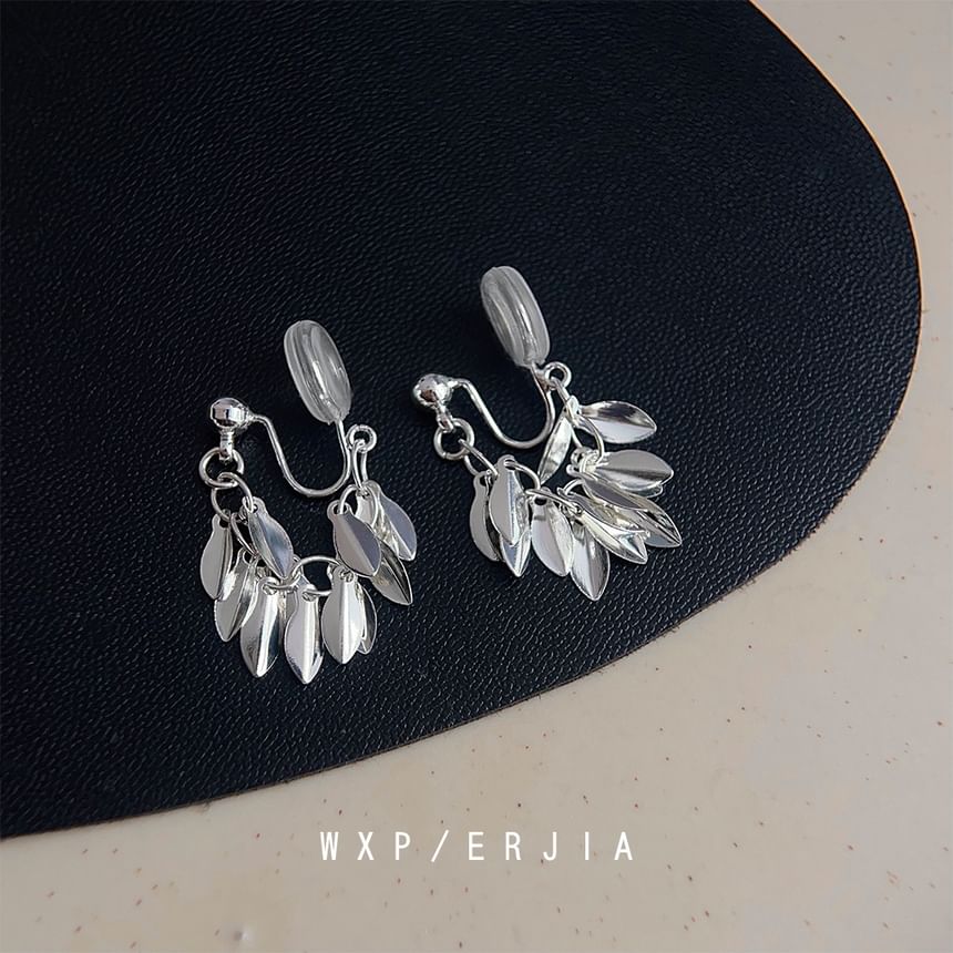 Earring Leaf Chandelier Alloy