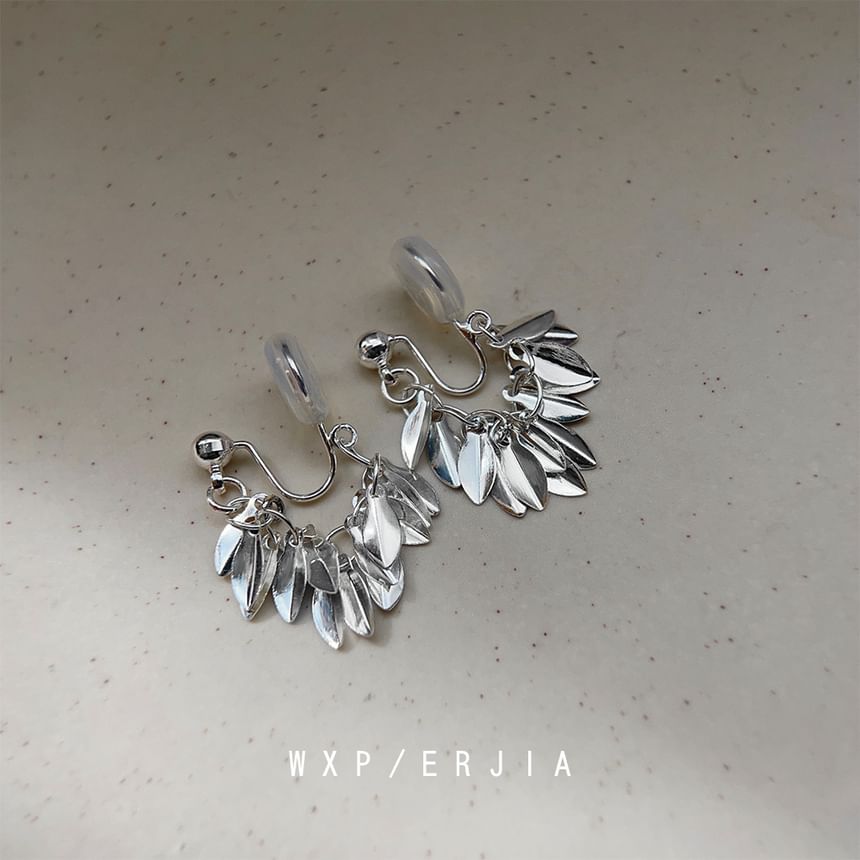 Earring Leaf Chandelier Alloy