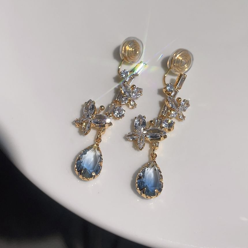 Alloy Butterfly Rhinestone Dangle Earring