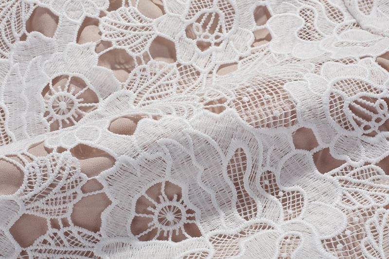 Gown Evening Paneled Spaghetti Strap Lace A-Line