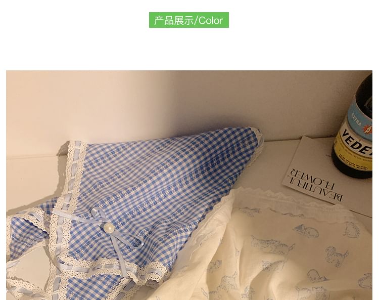 (Various Head / Scrunchie Set Scarf Triangle Designs) Lace Trim