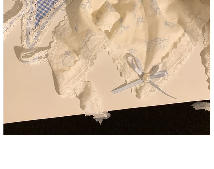 (Various Head / Scrunchie Set Scarf Triangle Designs) Lace Trim