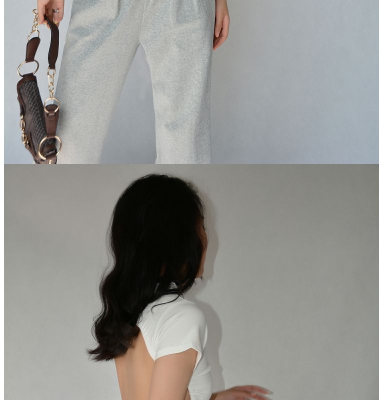 Cropped Open Back Short-Sleeve Plain Tee