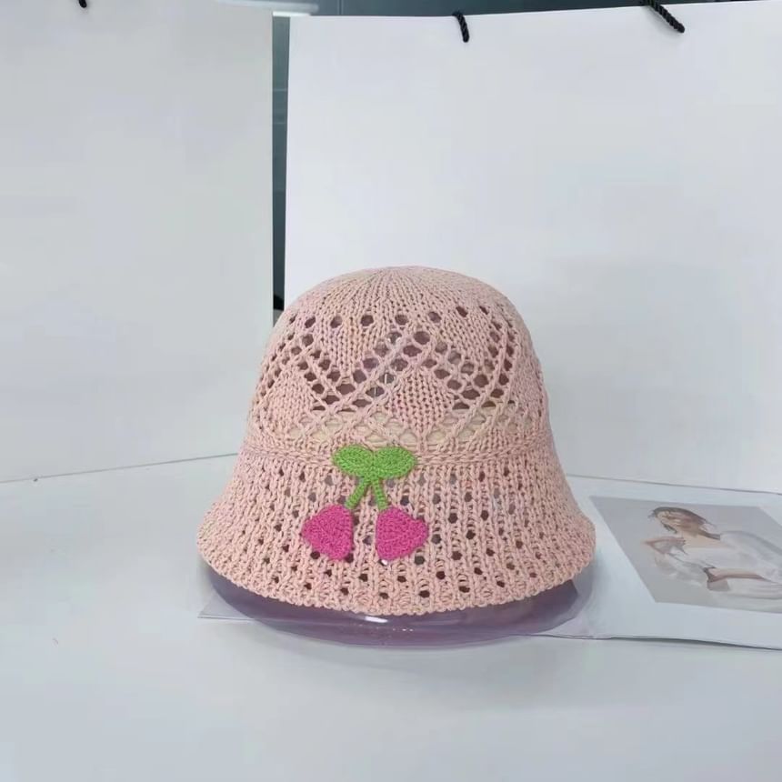 Floral Embroidered Hat Bucket Woven