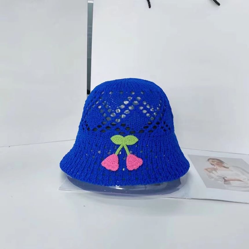 Floral Embroidered Hat Bucket Woven
