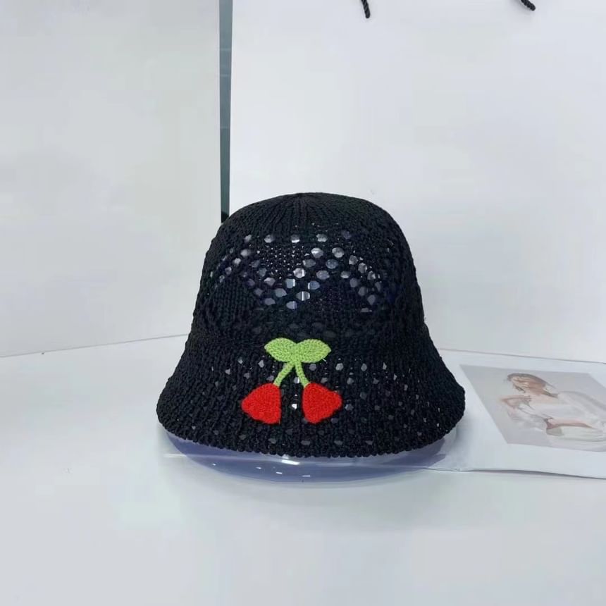 Floral Embroidered Hat Bucket Woven
