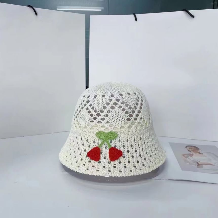 Floral Embroidered Hat Bucket Woven