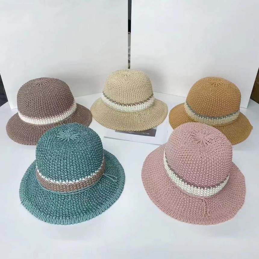 Woven Hat Bucket Striped
