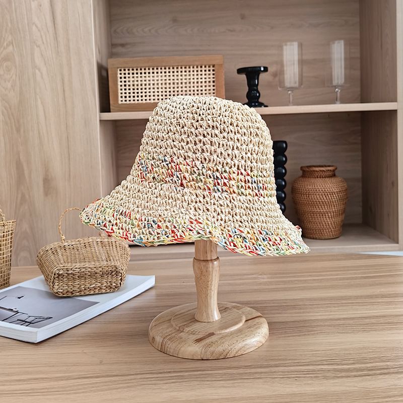 Bucket Straw Melange Hat