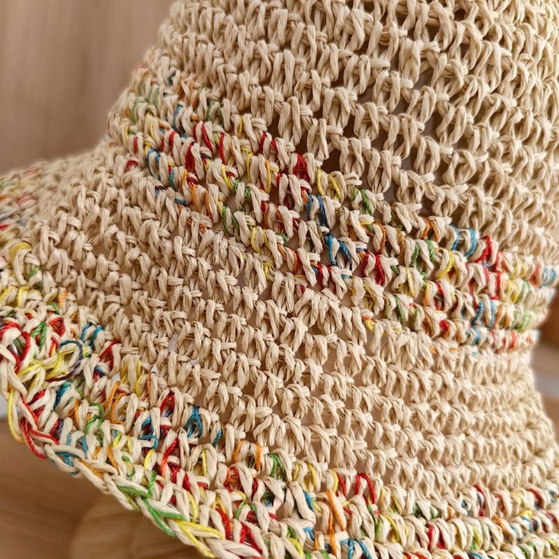 Bucket Straw Melange Hat