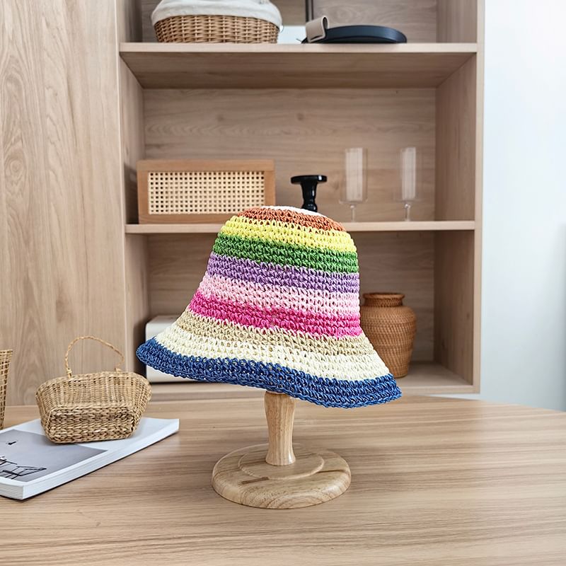 Striped Hat Bucket Straw