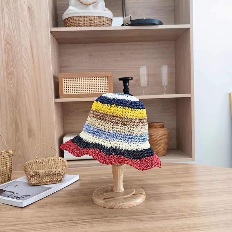 Striped Hat Bucket Straw