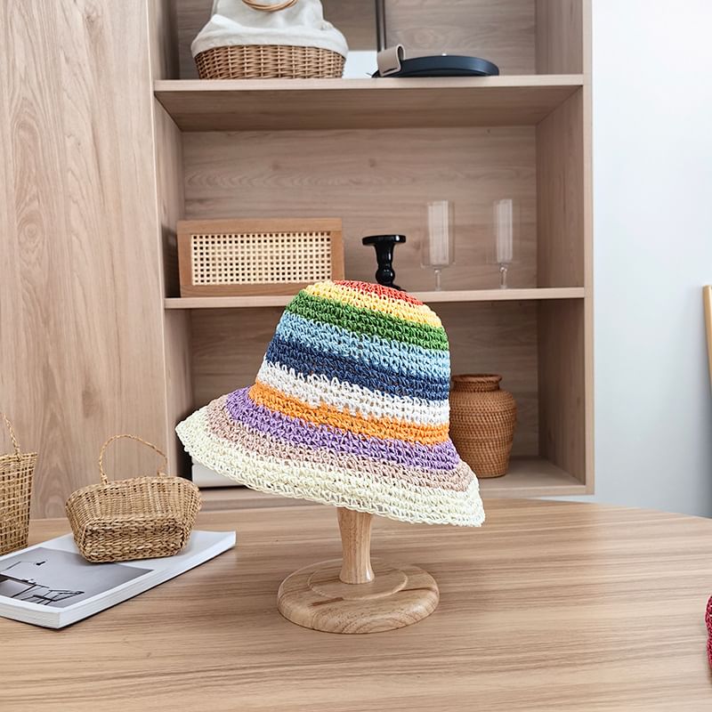 Striped Hat Bucket Straw