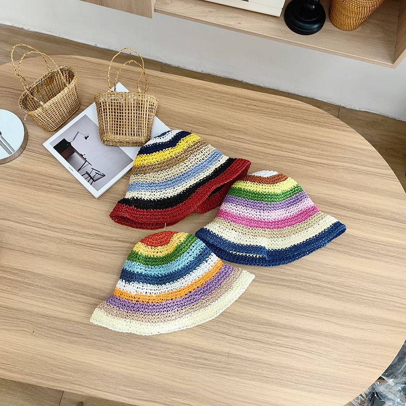 Striped Hat Bucket Straw