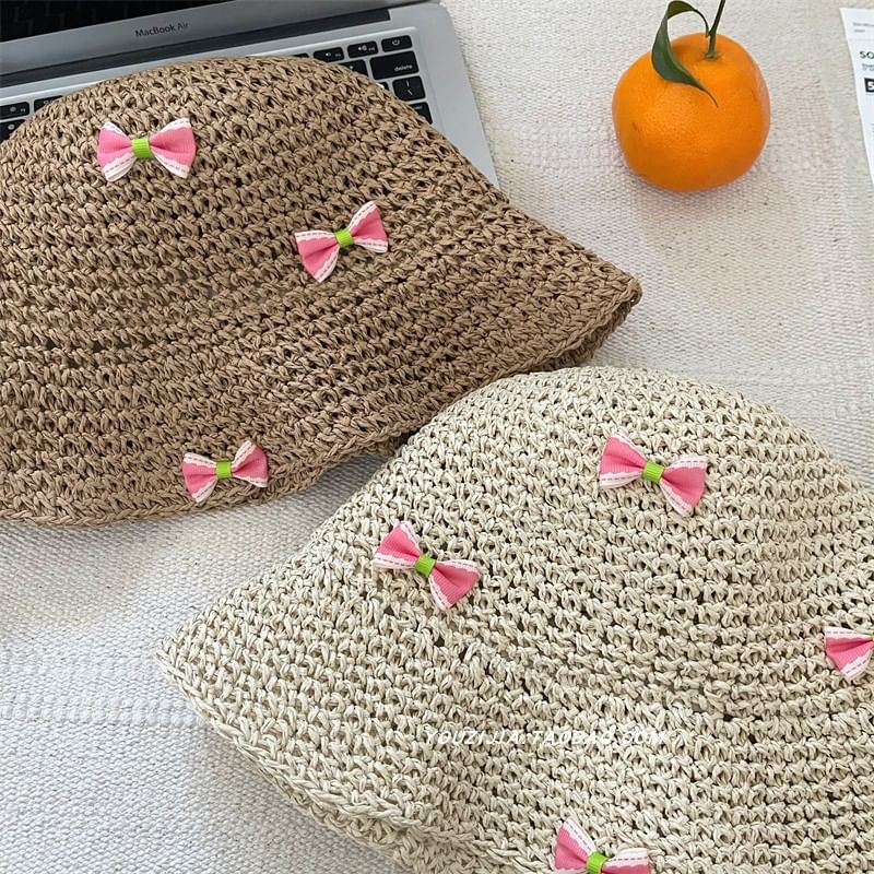 Bow Bucket Straw Hat