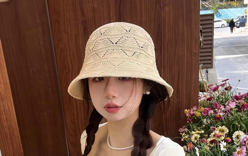 Knit Eyelet Bucket Hat