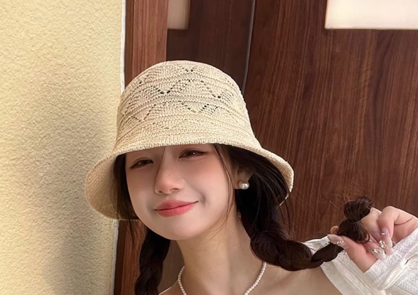 Knit Eyelet Bucket Hat