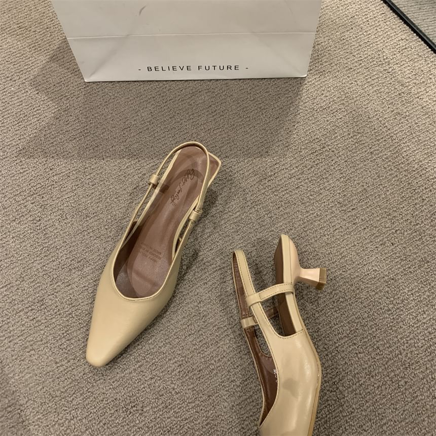 Pointy Low Slingback Heel Sandals