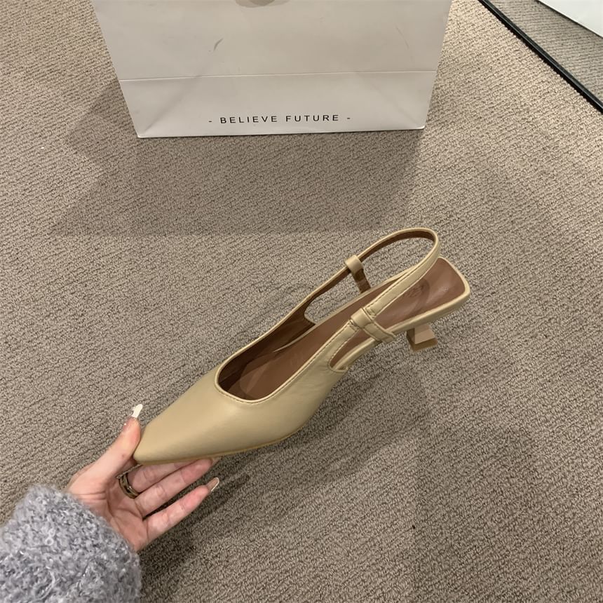 Pointy Low Slingback Heel Sandals