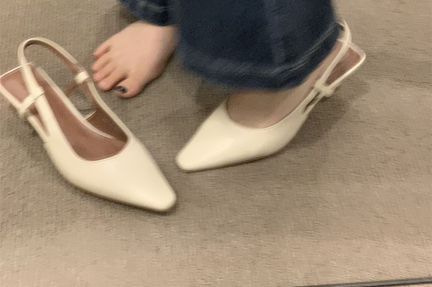 Pointy Low Slingback Heel Sandals