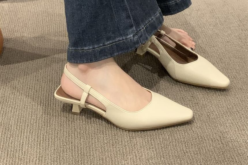 Pointy Low Slingback Heel Sandals